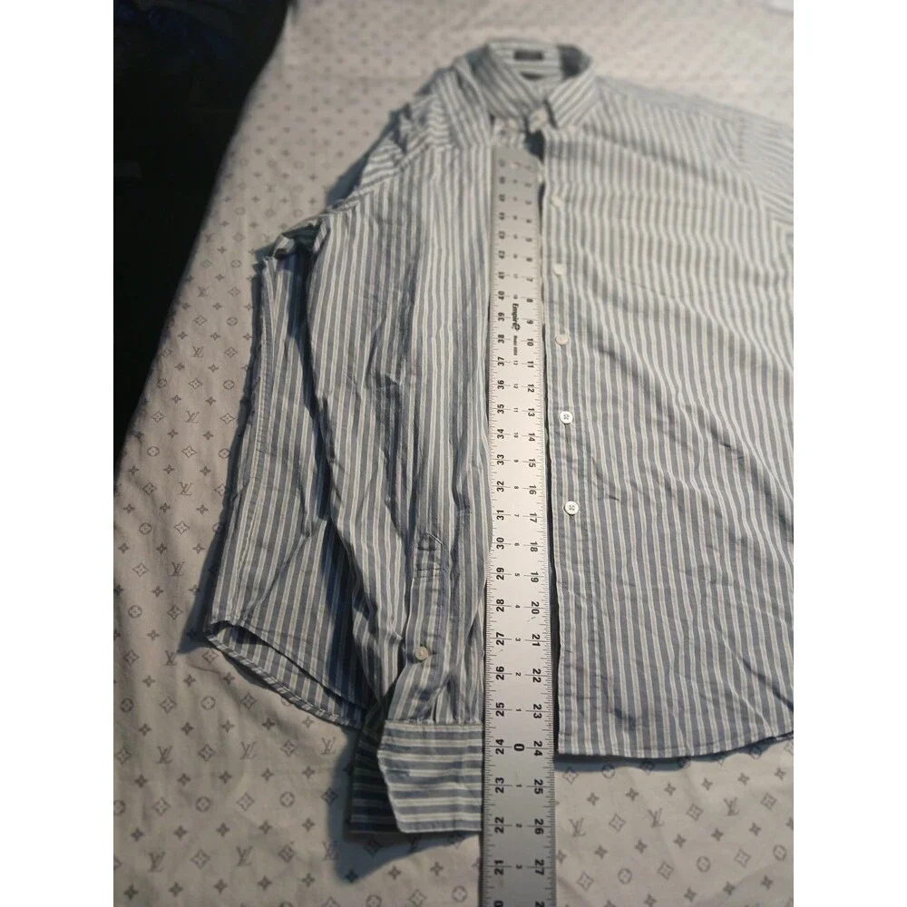 J. Crew Sz L Classic Flex Wrinkle Free Button-Down Dress Shirt Men's Blue Gray